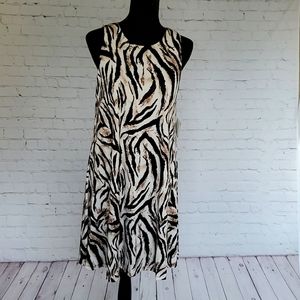 NEW Women's Sz Medium Kasper Animal Print Leopard Swing Dress